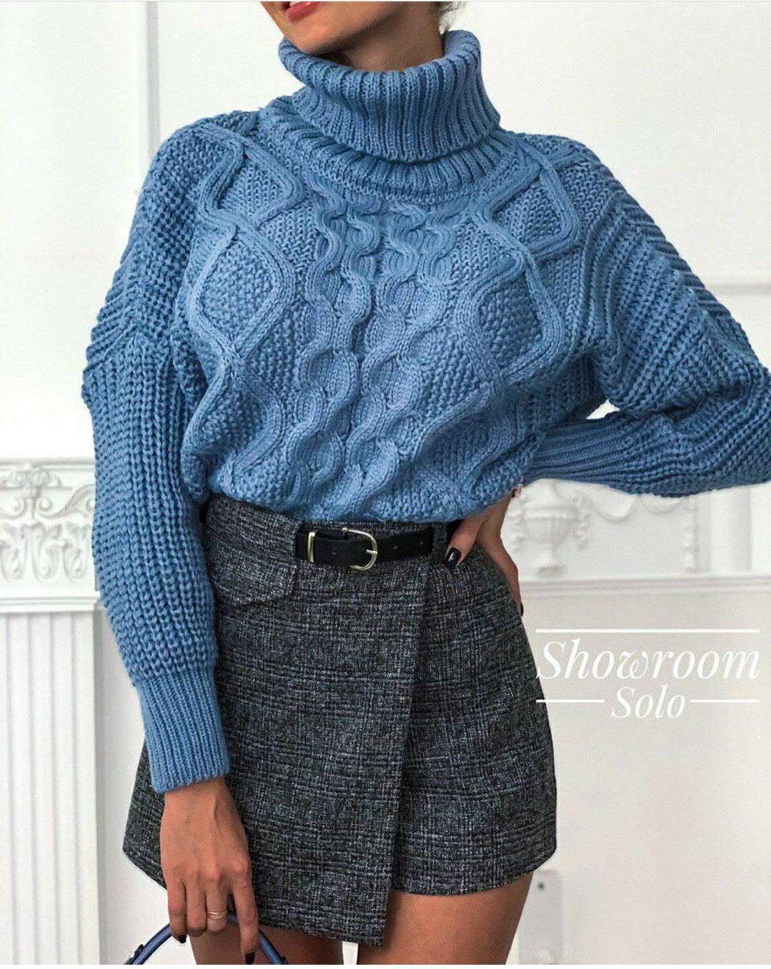 Knit sweater for women with high collar Lune London