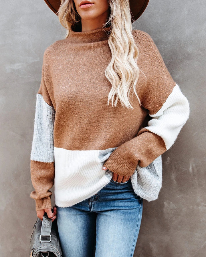 Pull décontracté pour femmes avec des éléments de bloc de couleur à la mode Chic & Stil