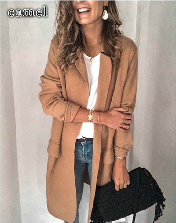 Ladies Long Wool Coat with Elegant Chic and Stylish Pockets