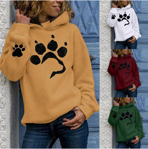 Pullover à capuche pour femmes avec motif de pattes d'animal et coupe confortable Lune London