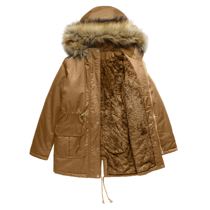 Ladies warm outdoor parka with removable hood and luxurious faux fur Lune London