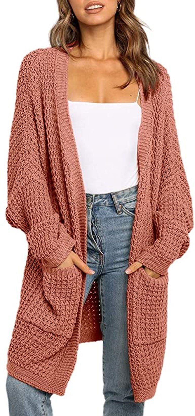 Cardigan en tricot épais pour femmes avec poches pratiques et coupe ample Chic & Stil