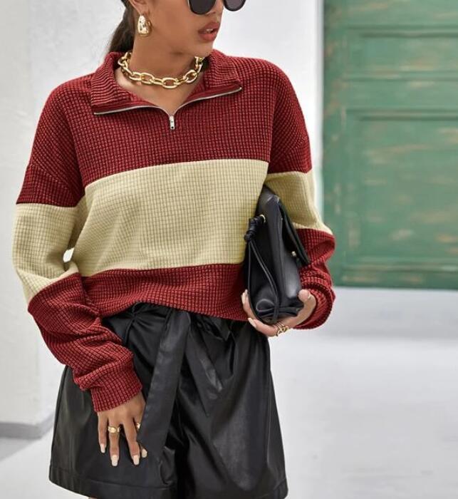 Sweat femme avec fermeture éclair et rayures en bloc Chic & Stil
