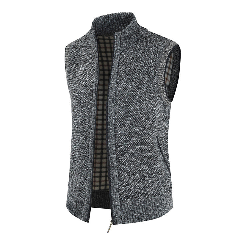Men's elegant knitted vest with high collar and full zip Lune London