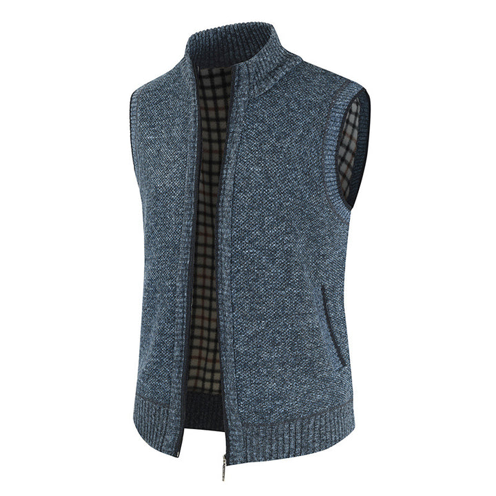 Men's elegant knitted vest with high collar and full zip Lune London