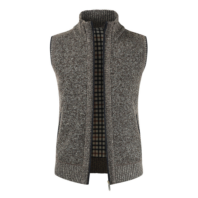 Men's elegant knitted vest with high collar and full zip Lune London