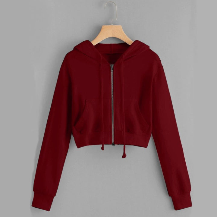 Women's Short Sleeve Hoodie with Zipper and Kangaroo Pocket Chic & Stil