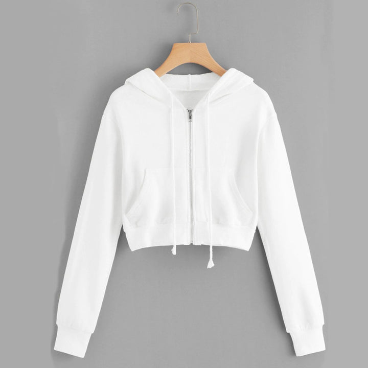 Women's Short Sleeve Hoodie with Zipper and Kangaroo Pocket Chic & Stil