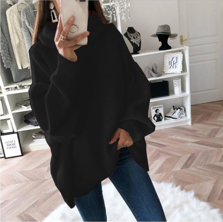 Ladies Large knitted sweater with high collar and relaxed fit Lune London