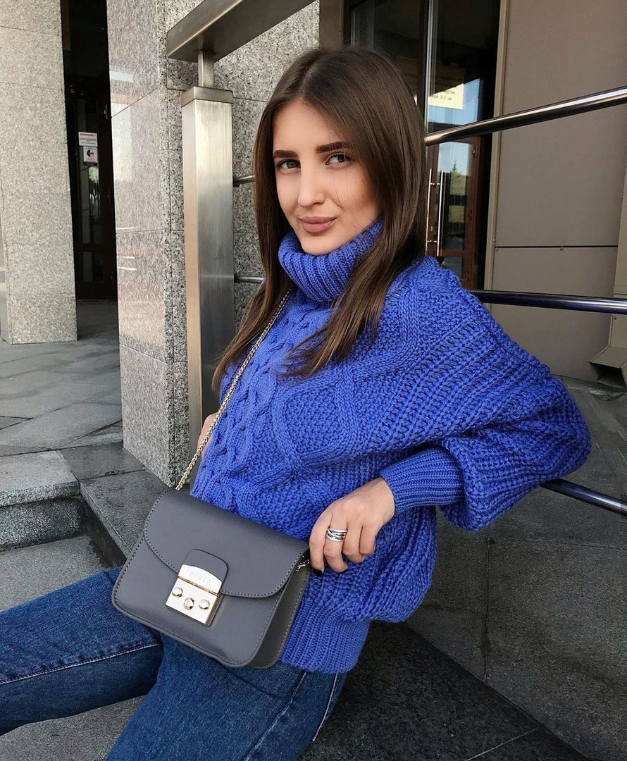 Knit sweater for women with high collar Lune London