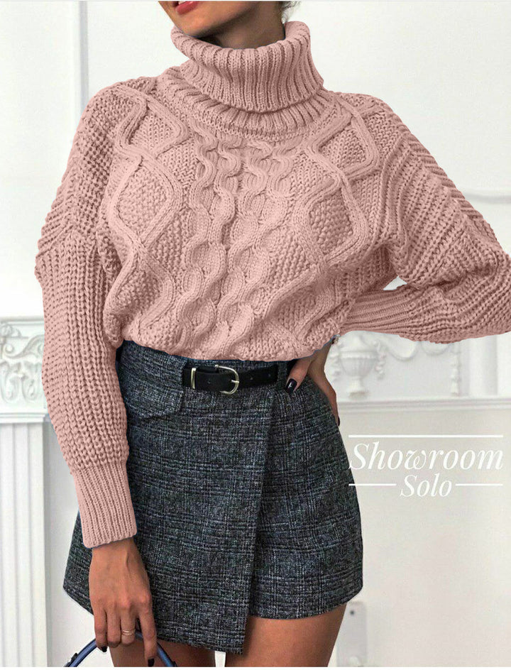 Knit sweater for women with high collar Lune London