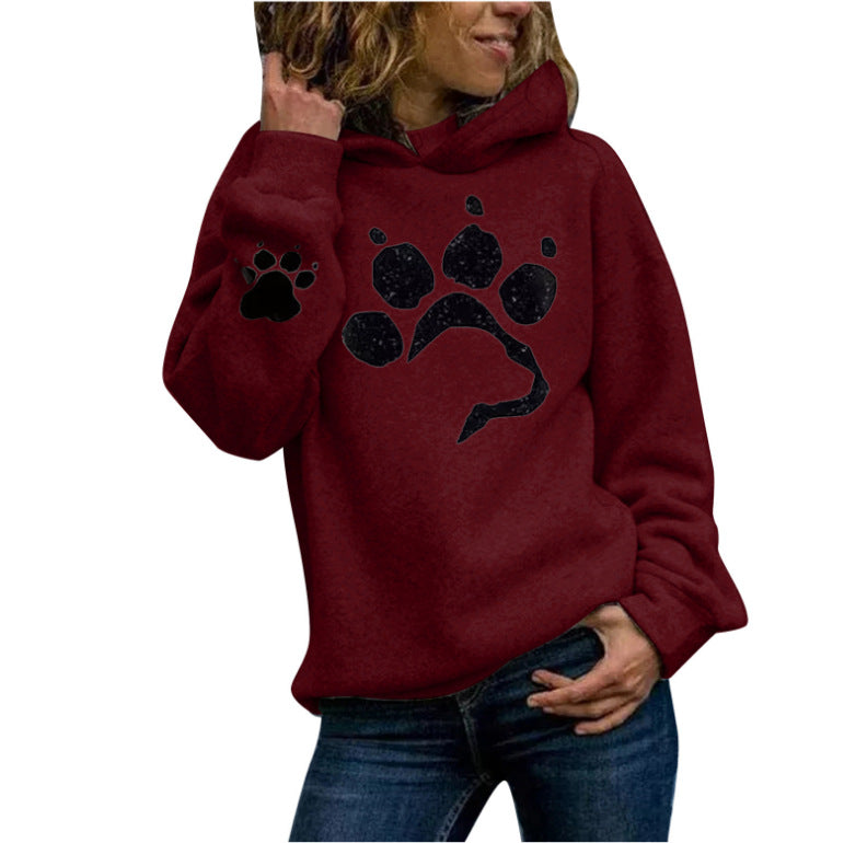Pullover à capuche pour femmes avec motif de pattes d'animal et coupe confortable Lune London