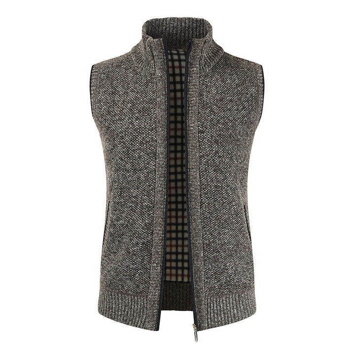 Men's elegant knitted vest with high collar and full zip Lune London