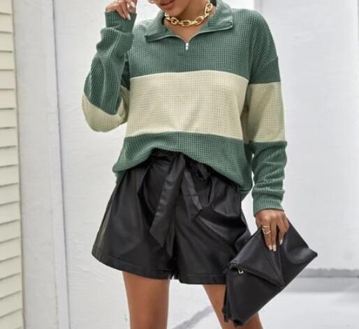 Sweat femme avec fermeture éclair et rayures en bloc Chic & Stil