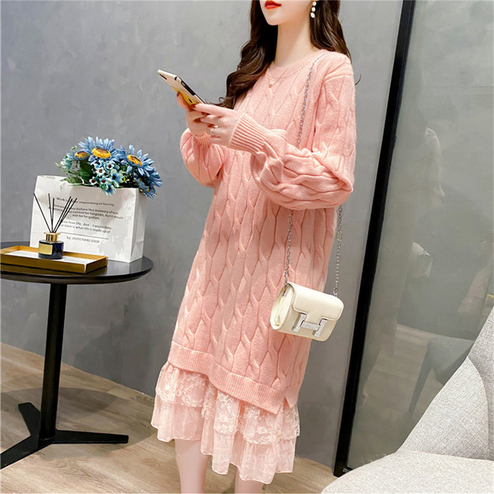 Robe en tricot pour femme avec jupon en chiffon élégant Chic & Stil