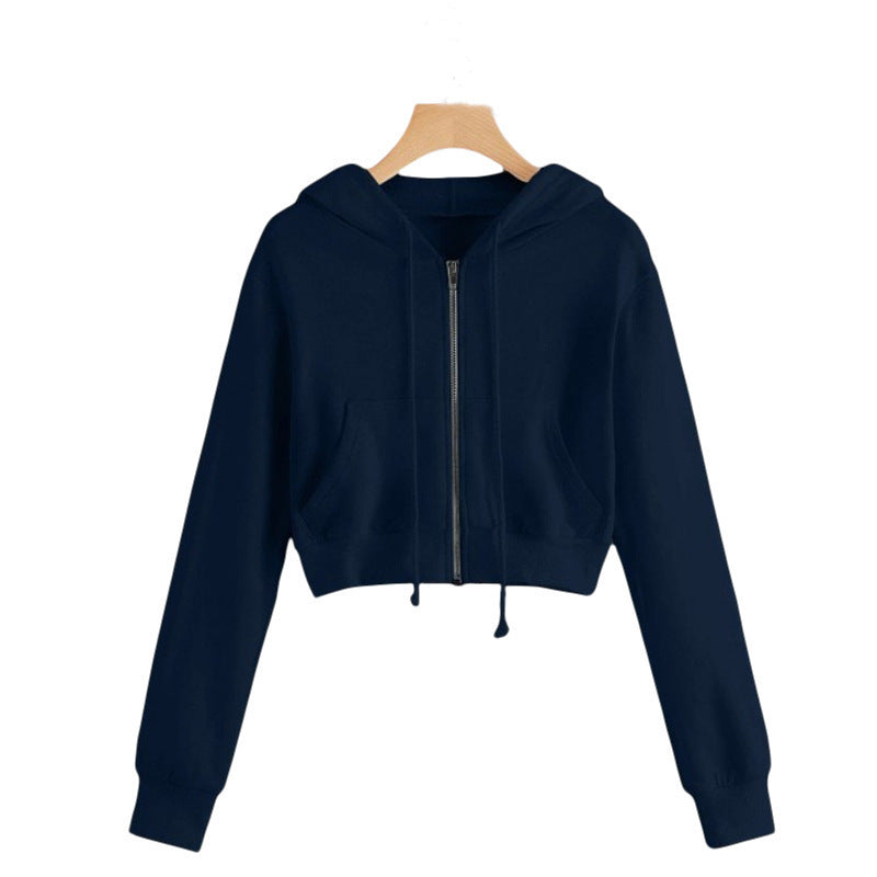 Women's Short Sleeve Hoodie with Zipper and Kangaroo Pocket Chic & Stil