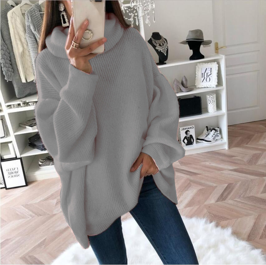 Ladies Large knitted sweater with high collar and relaxed fit Lune London
