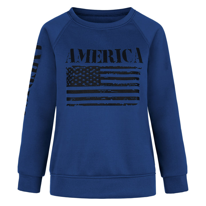 Sweat-shirt femme avec imprimé décontracté drapeau américain Chic & Stil