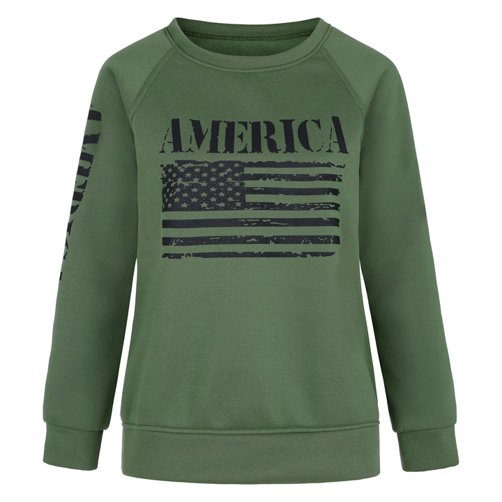 Sweat-shirt femme avec imprimé décontracté drapeau américain Chic & Stil