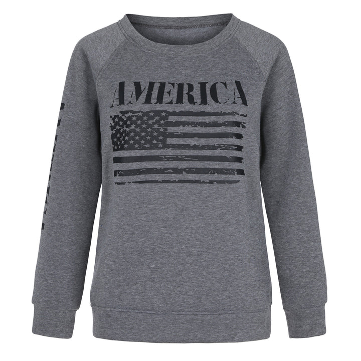 Sweat-shirt femme avec imprimé décontracté drapeau américain Chic & Stil
