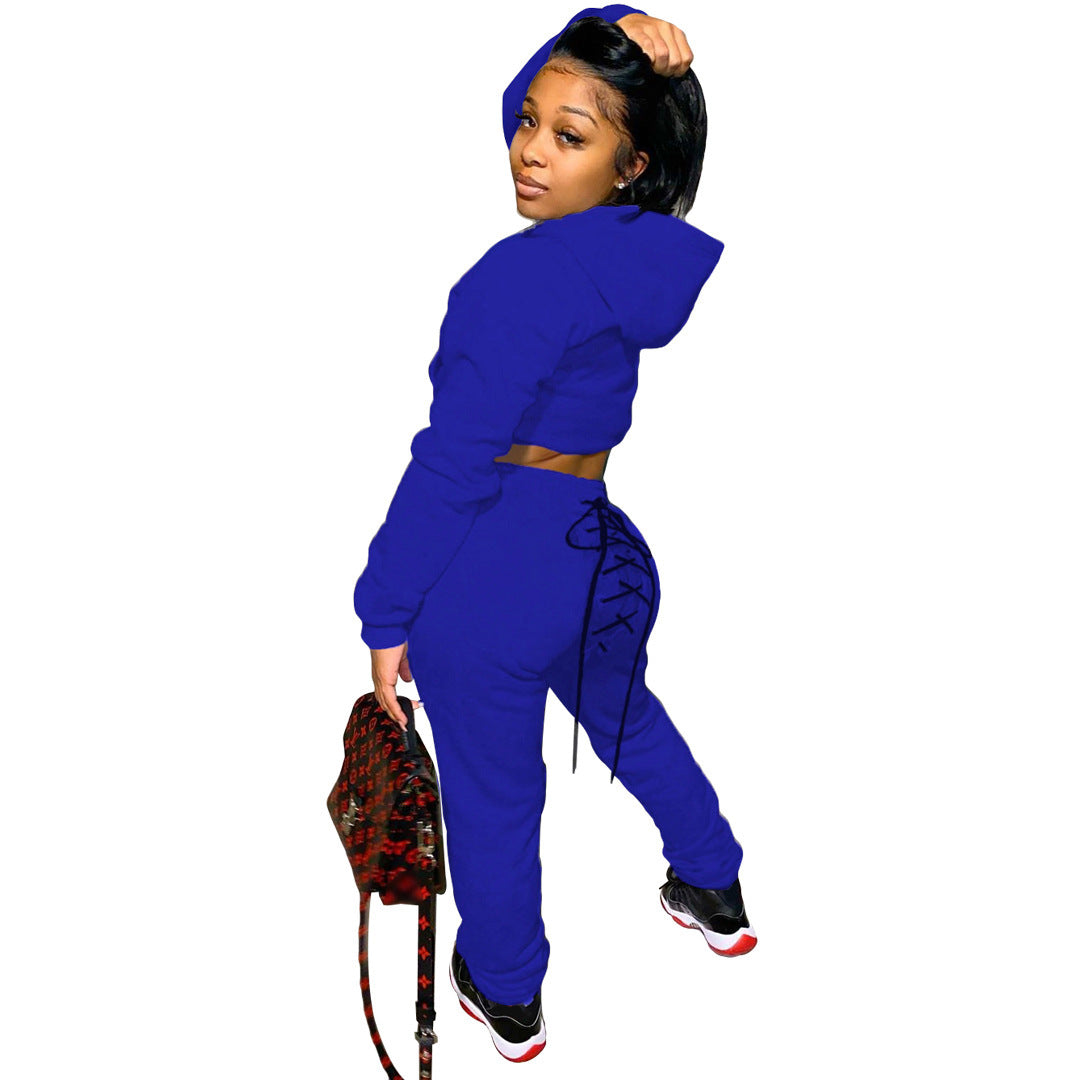 Ladies Chic and Stylish Comfortable Hoodie Set with Trendy Lace Details