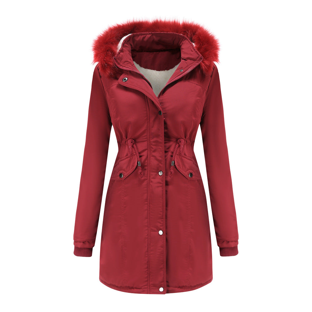 Fashionable functional jacket for women with removable hood and cozy faux fur Lune London