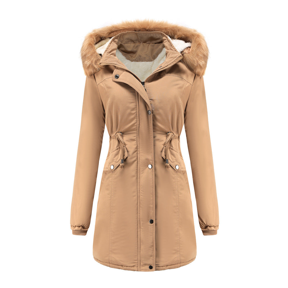 Fashionable functional jacket for women with removable hood and cozy faux fur Lune London