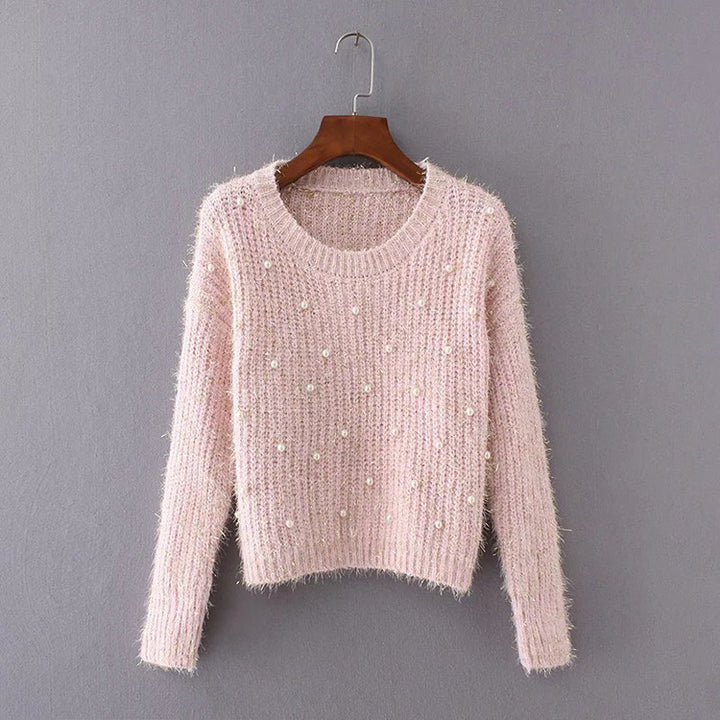 Ladies cozy sweater with decorative pearls Lune London