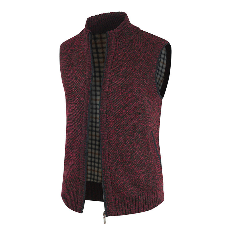 Men's elegant knitted vest with high collar and full zip Lune London