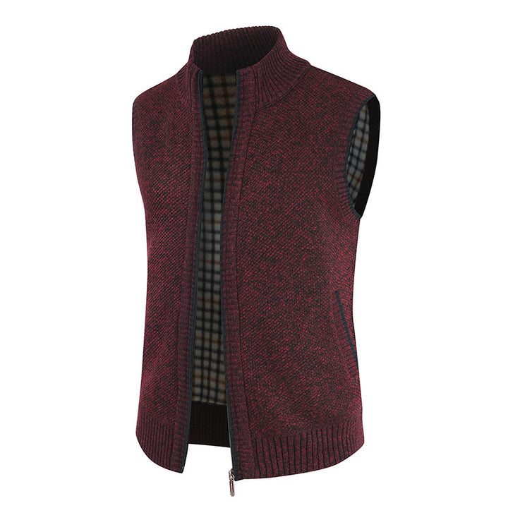 Men's elegant knitted vest with high collar and full zip Lune London
