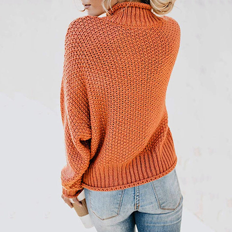 Thick knit sweater for women with high collar and loose fit Lune London