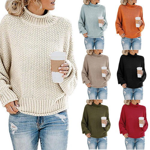 Thick knit sweater for women with high collar and loose fit Lune London