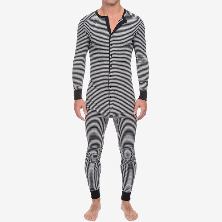 Men's Long Sleeve Pajama Set with Comfortable Button Design Lune London