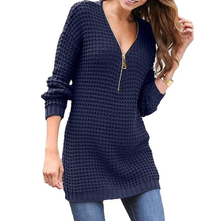 Knit sweater for women with modern zipper Lune London