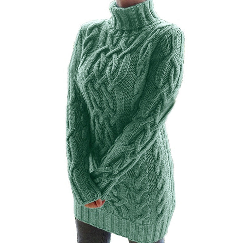 Knitted sweater for women with turtleneck and Lune London structured pattern