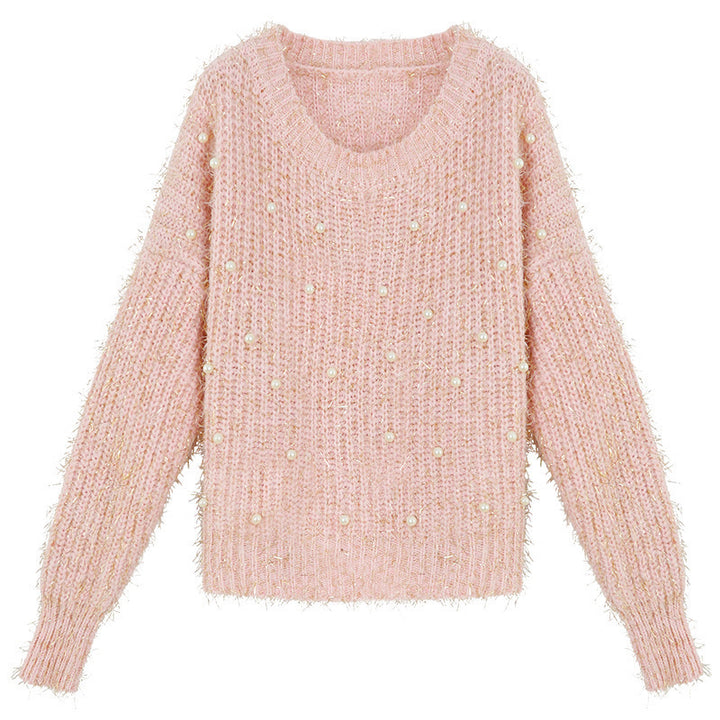 Ladies cozy sweater with decorative pearls Lune London