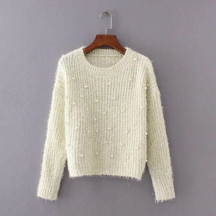Ladies cozy sweater with decorative pearls Lune London