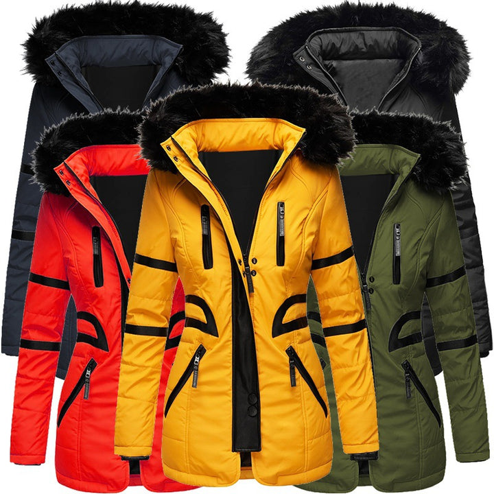Insulated parka jacket for women with removable faux fur collar and versatile pockets Lune London
