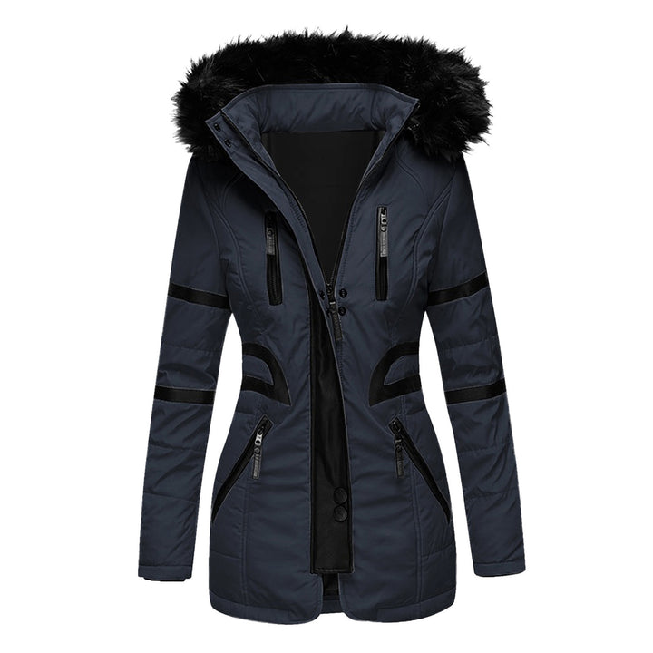 Insulated parka jacket for women with removable faux fur collar and versatile pockets Lune London