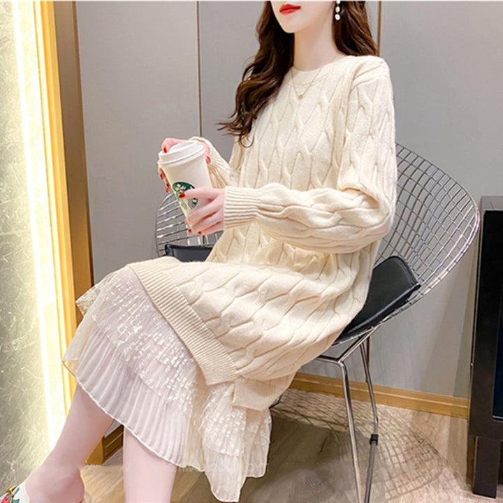 Robe en tricot pour femme avec jupon en chiffon élégant Chic & Stil
