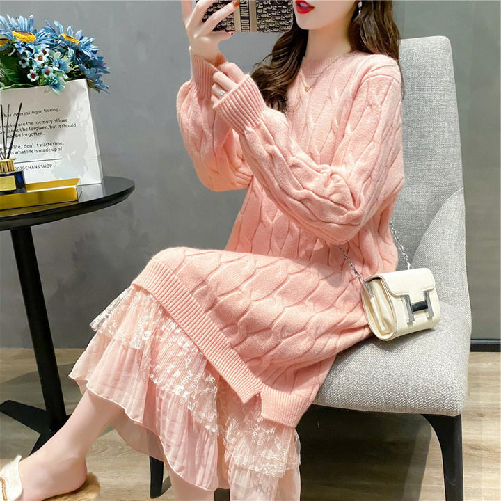 Robe en tricot pour femme avec jupon en chiffon élégant Chic & Stil