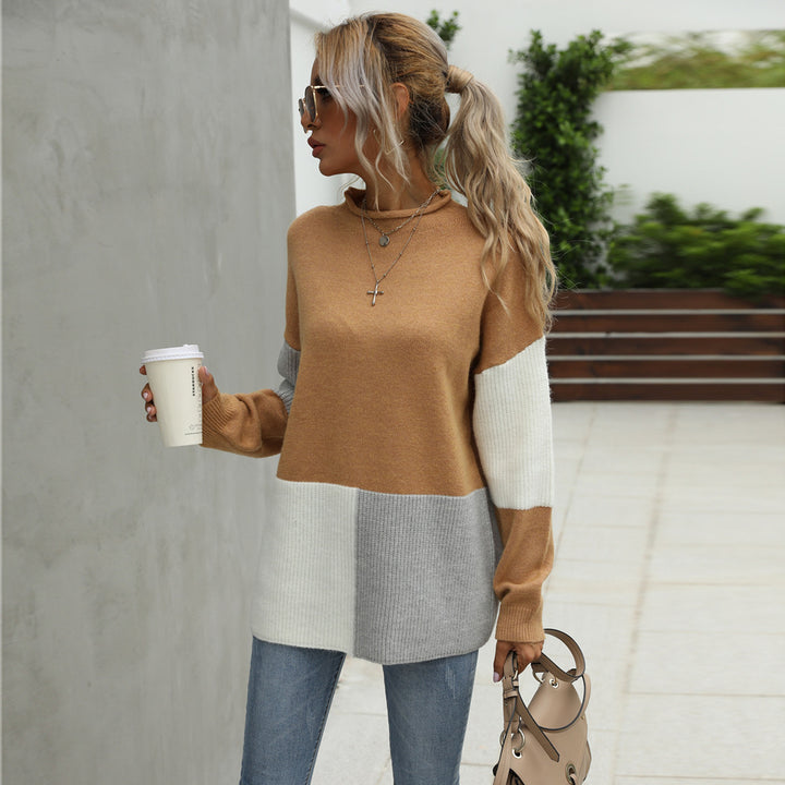 Pull décontracté pour femmes avec des éléments de bloc de couleur à la mode Chic & Stil