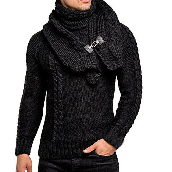 Chunky knit sweater for men with practical scarf Lune London