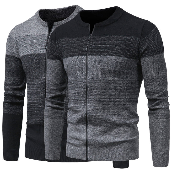 Fashionable men's knit jacket with full zip and gradient colors Lune London