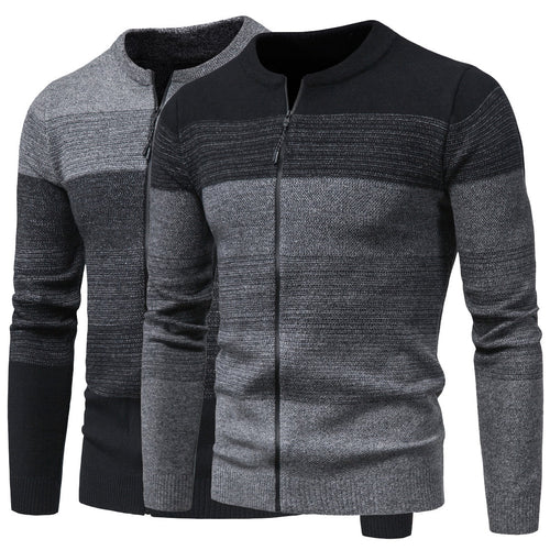 Fashionable men's knit jacket with full zip and gradient colors Lune London
