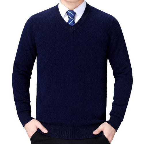 V-neck sweater made of soft cotton blend for men Lune London