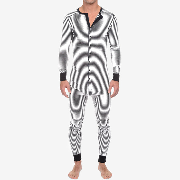 Men's Long Sleeve Pajama Set with Comfortable Button Design Lune London