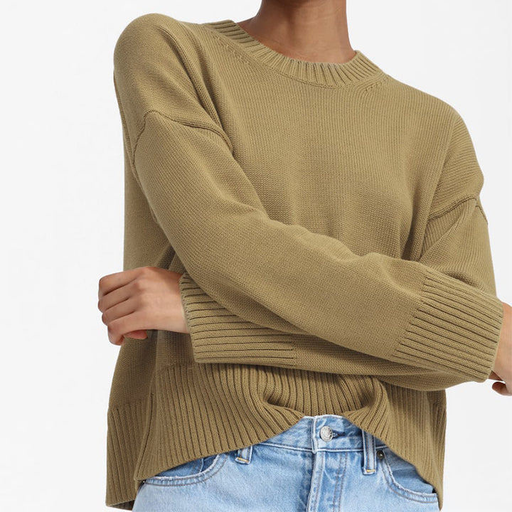Ladies Thick Knit Sweater with Loose Fit and Casual Chic Design