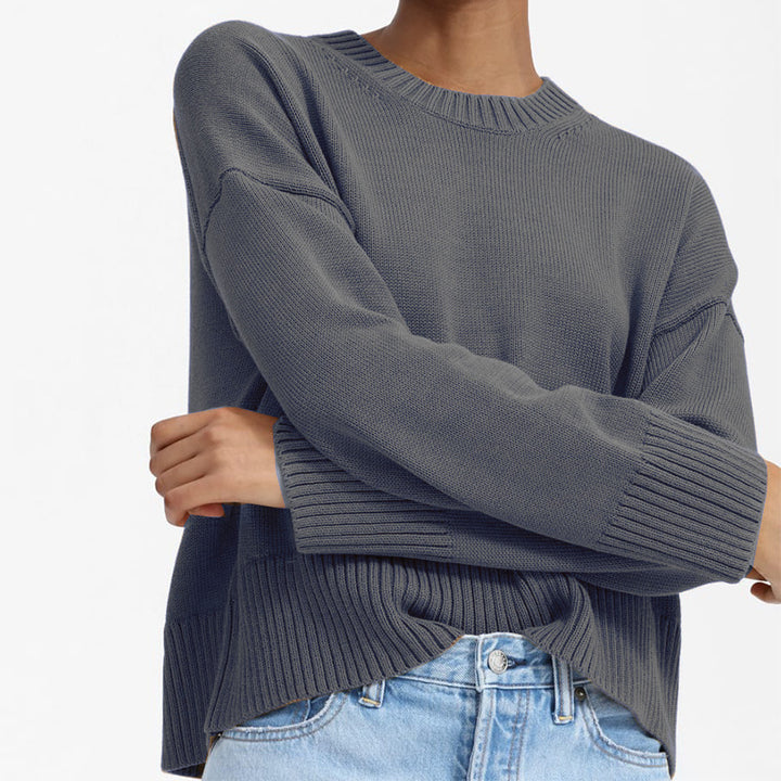 Ladies Thick Knit Sweater with Loose Fit and Casual Chic Design