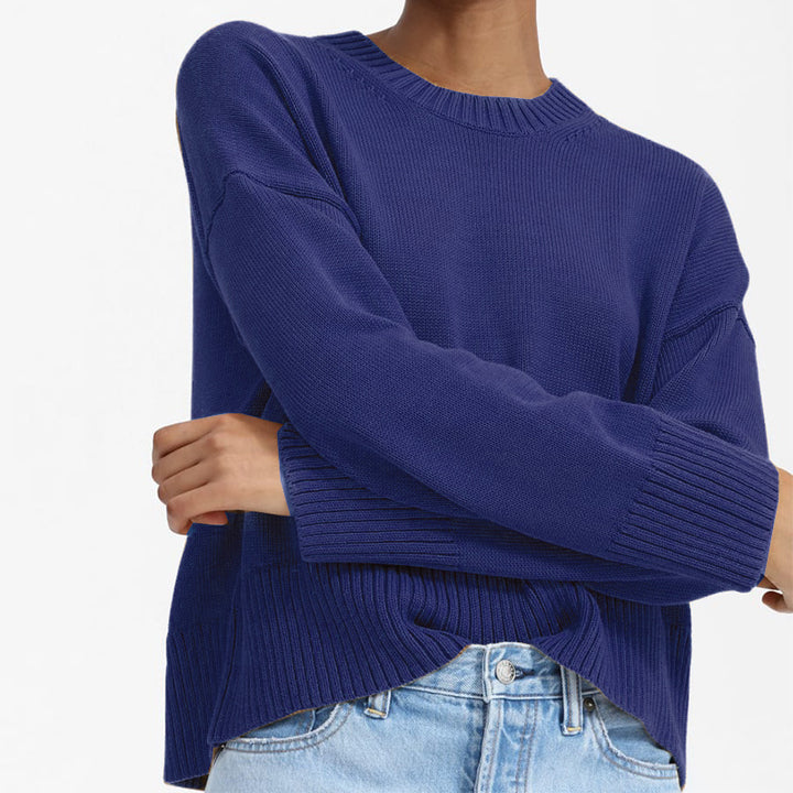 Ladies Thick Knit Sweater with Loose Fit and Casual Chic Design